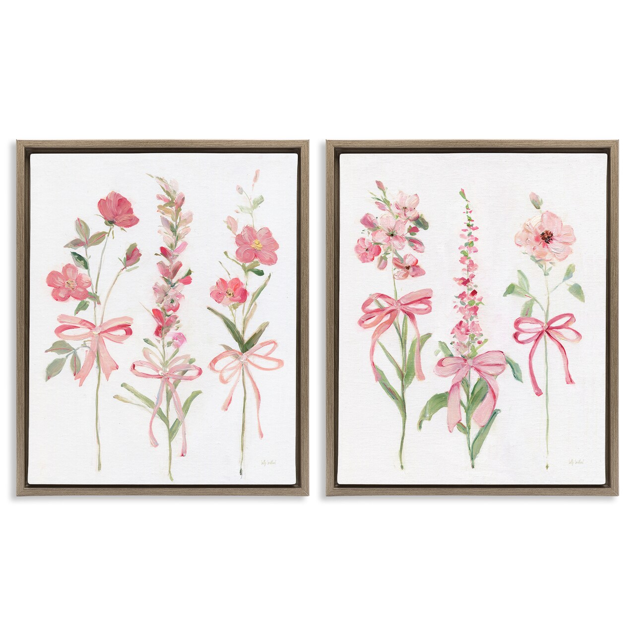 Stupell Industries Soft Fresh Pastel Sprigs 2pc Floating Frame Set Design by Sally Swatland
